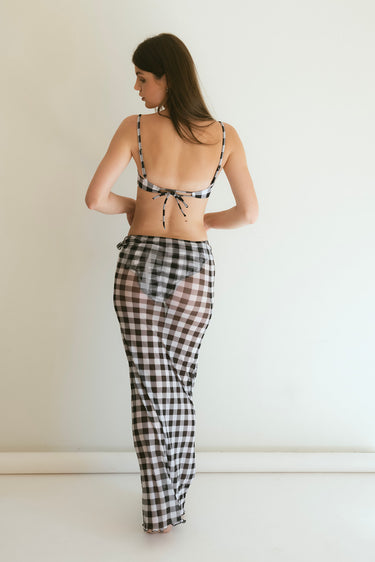 Mesh Maxi Skirt Gingham