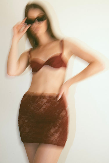 Lace Mini Skirt Cabernet