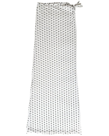 Mesh Maxi Skirt Polka White