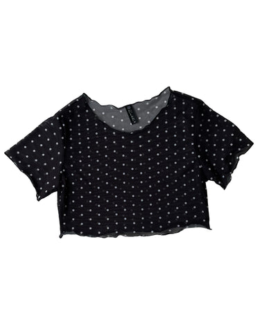 Cassie Mesh Top Polka Black