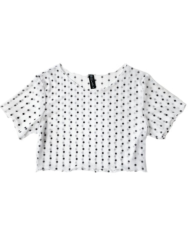 Cassie Mesh Top Polka White