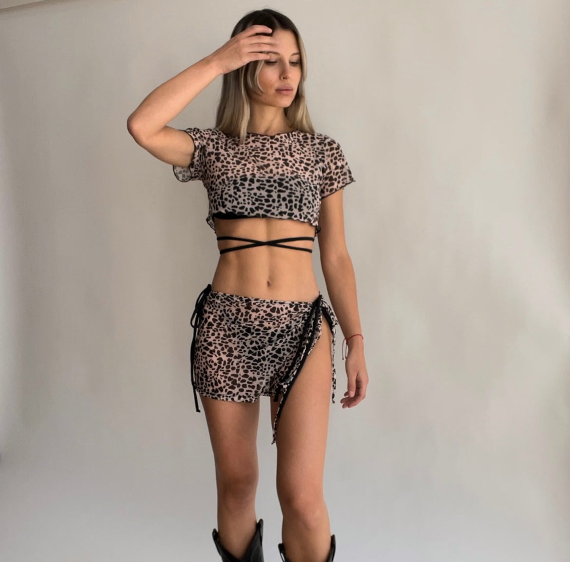 Cassie Mesh Skirt Leopard
